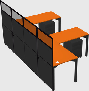 Shared l-shaped cubicle