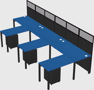 Shared l-shaped cubicle
