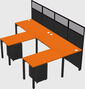 Shared l-shaped cubicle