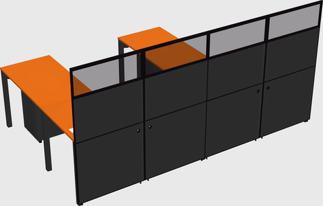 Shared l-shaped cubicle