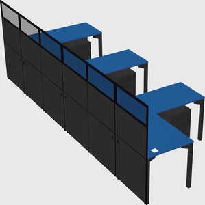 Shared l-shaped cubicle