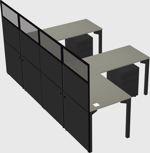 Shared l-shaped cubicle