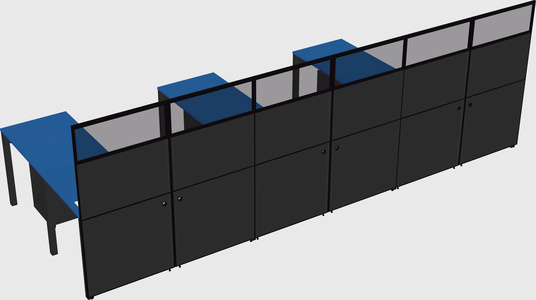 Shared l-shaped cubicle