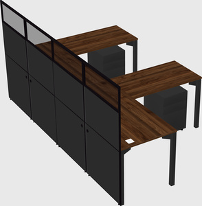 Shared l-shaped cubicle
