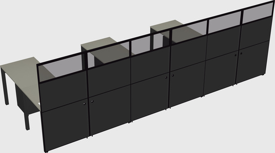 Shared l-shaped cubicle