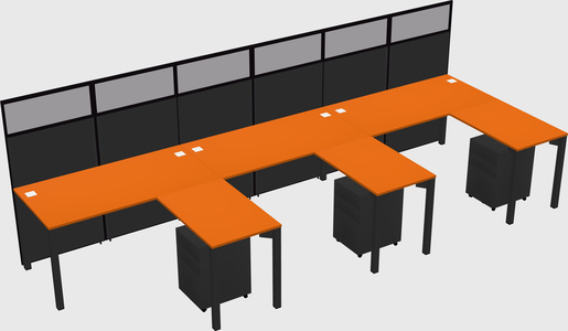 Shared l-shaped cubicle