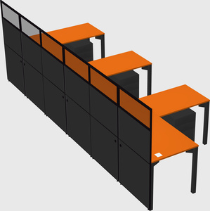 Shared l-shaped cubicle