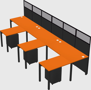 Shared l-shaped cubicle