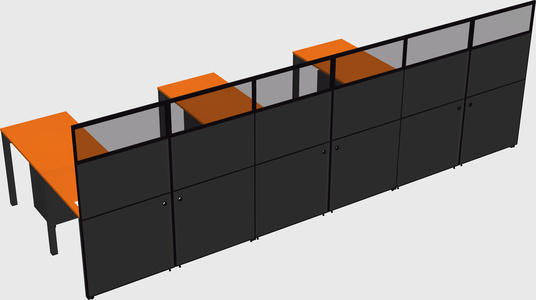 Shared l-shaped cubicle