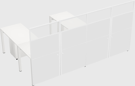 Shared l-shaped cubicle