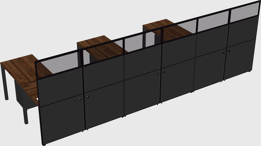 Shared l-shaped cubicle
