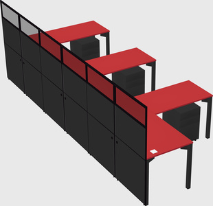 Shared l-shaped cubicle