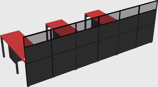 Shared l-shaped cubicle