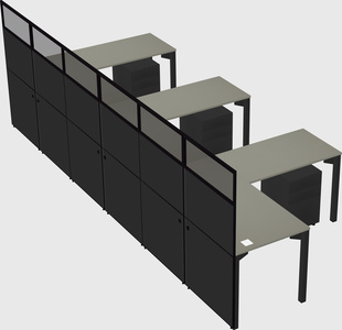 Shared l-shaped cubicle