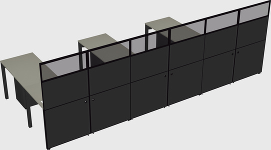 Shared l-shaped cubicle