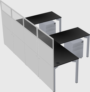 Shared l-shaped cubicle