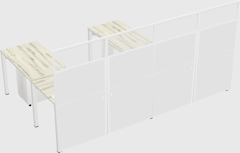 Shared l-shaped cubicle