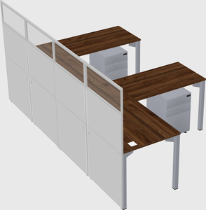 Shared l-shaped cubicle