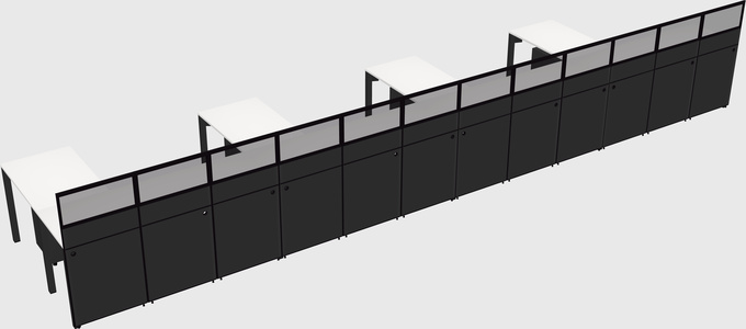 Shared l-shaped cubicle