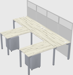 Shared l-shaped cubicle