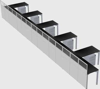 Shared l-shaped cubicle