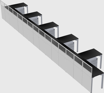 Shared l-shaped cubicle