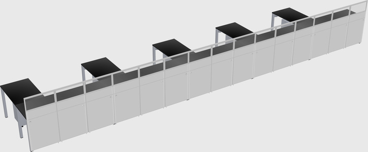Shared l-shaped cubicle