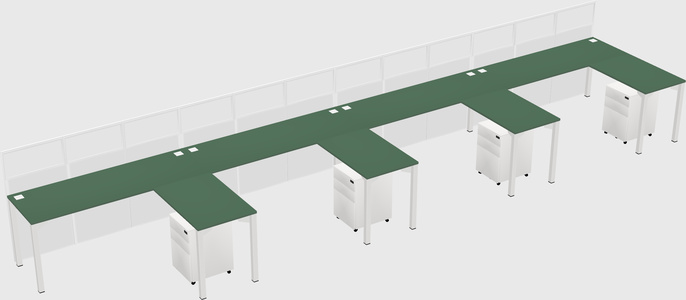 Shared l-shaped cubicle