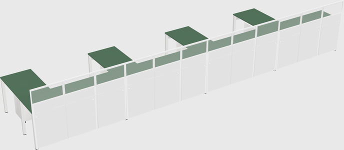 Shared l-shaped cubicle