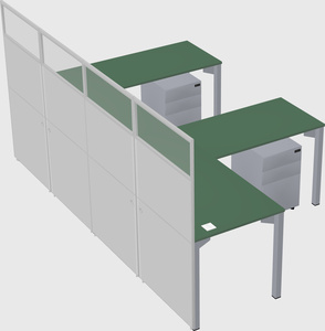 Shared l-shaped cubicle