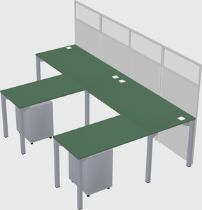 Shared l-shaped cubicle