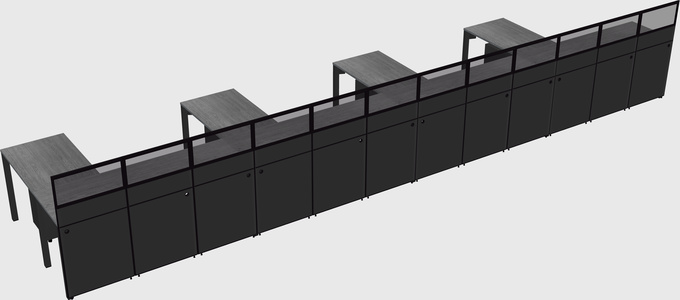 Shared l-shaped cubicle