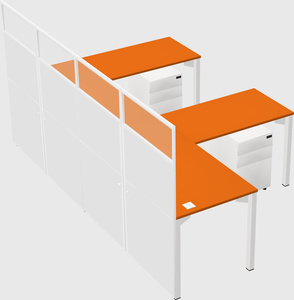 Shared l-shaped cubicle