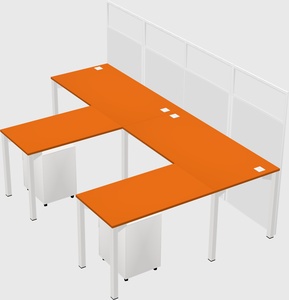 Shared l-shaped cubicle