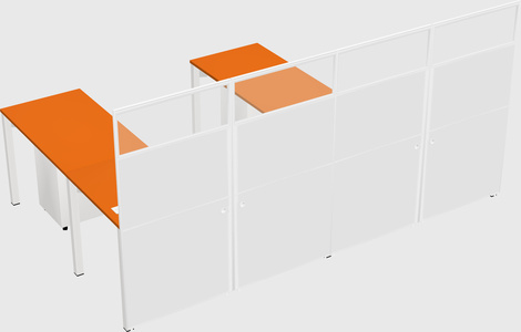 Shared l-shaped cubicle