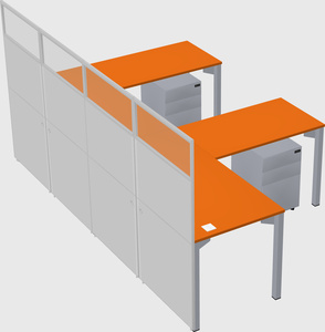 Shared l-shaped cubicle