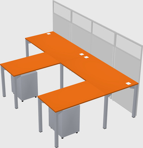 Shared l-shaped cubicle