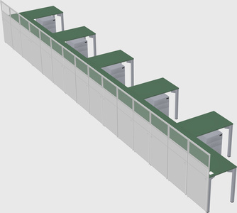 Shared l-shaped cubicle