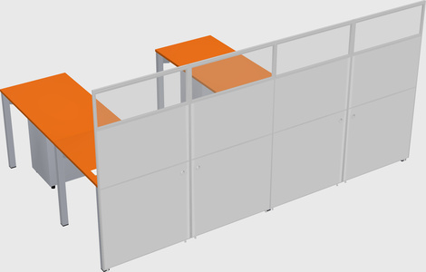 Shared l-shaped cubicle