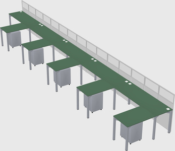 Shared l-shaped cubicle