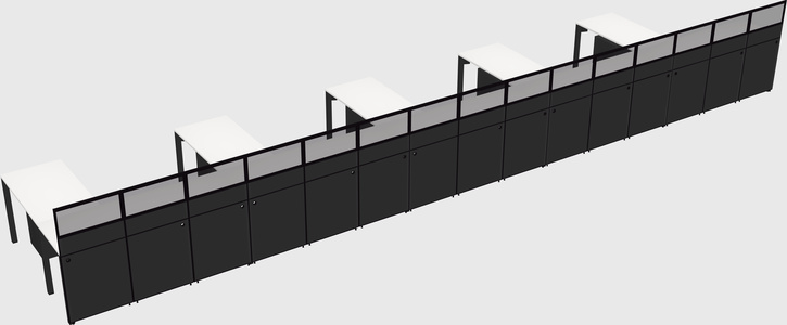 Shared l-shaped cubicle
