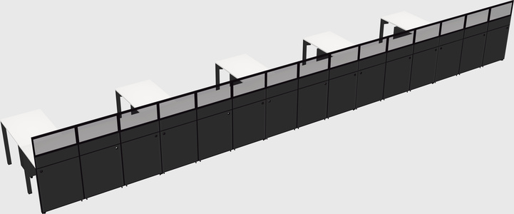 Shared l-shaped cubicle