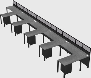 Shared l-shaped cubicle