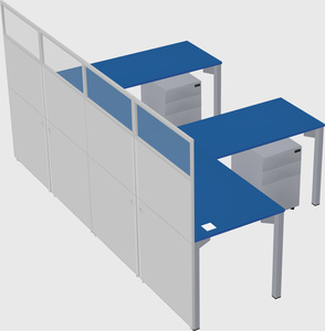 Shared l-shaped cubicle