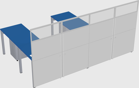 Shared l-shaped cubicle