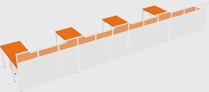 Shared l-shaped cubicle