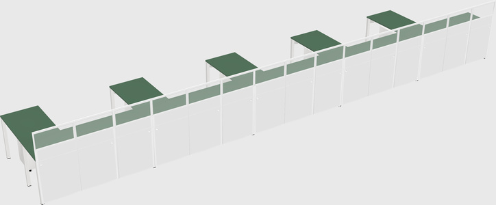 Shared l-shaped cubicle