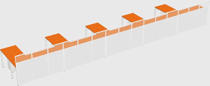Shared l-shaped cubicle