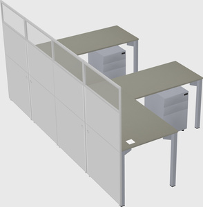 Shared l-shaped cubicle