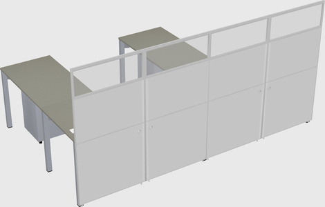 Shared l-shaped cubicle